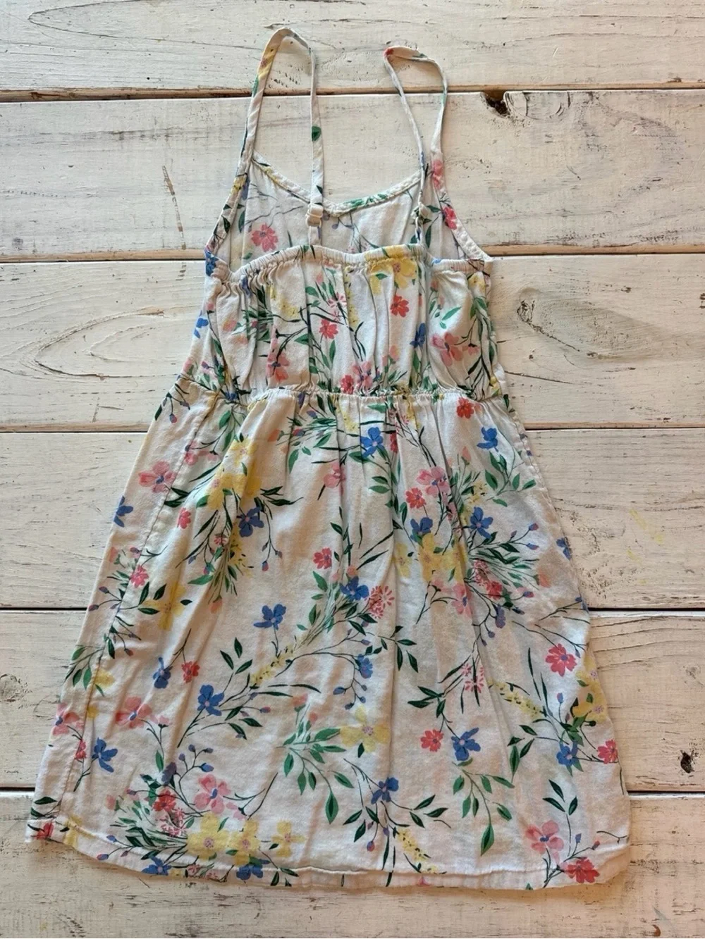 Old Navy Floral Sundress in White with Pink, Yellow & Blue Flowers
